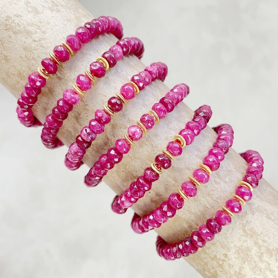 Lyn// Ruby Jade Beaded Bracelet (EPJ-BSBB10)