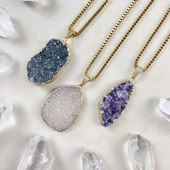 MYSTERY Gold Freeform Druzy Necklace (EPJ-NAAA29)