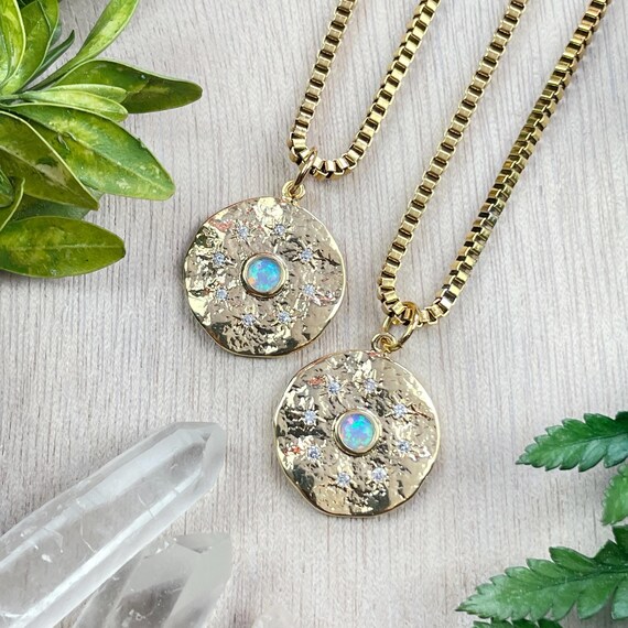 Opal Celestial Charm Coin Necklace (EPJ-N1AA30