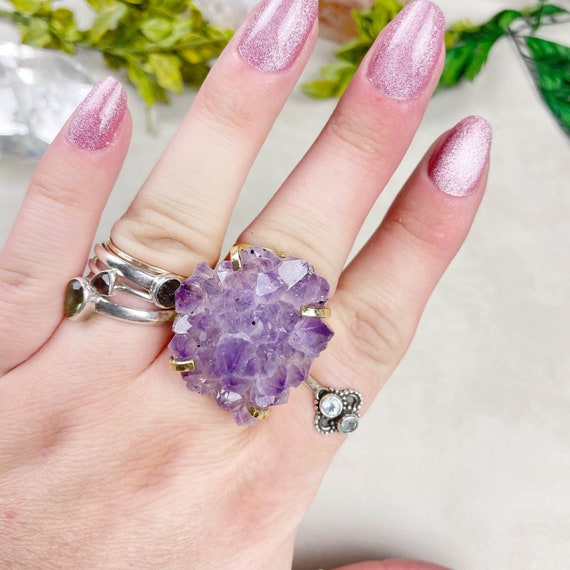 Amethyst Rosette Cuff Statement Ring  (EPJ-RC20AAB12-1)