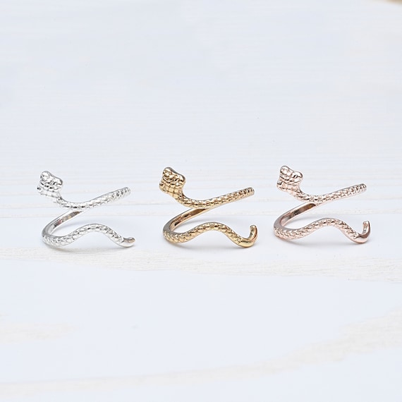 Snake Ring, Simple Delicate Adjustable Ring, Silver Gold Rose Gold Ring (RMS10)