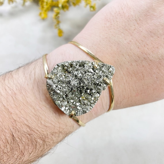 Gold Pyrite Arc Cuff Bracelet (EPJ-BCCA16-1)