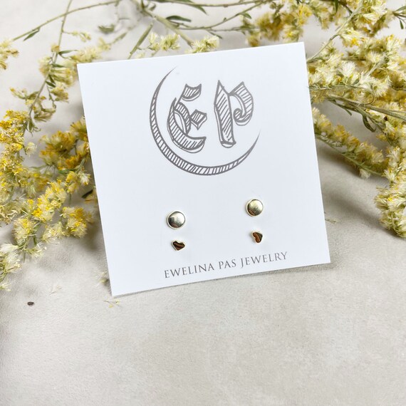 Gold 925 Silver Circle Heart Stud Earring Pack (EPJ-EM11-CH)