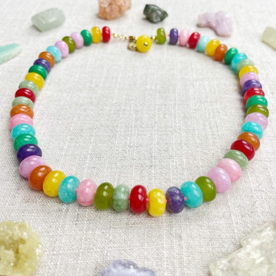 Multi Jade 10mm Hand Knotted Beaded Necklace (EPJ-NSBA27-MT)