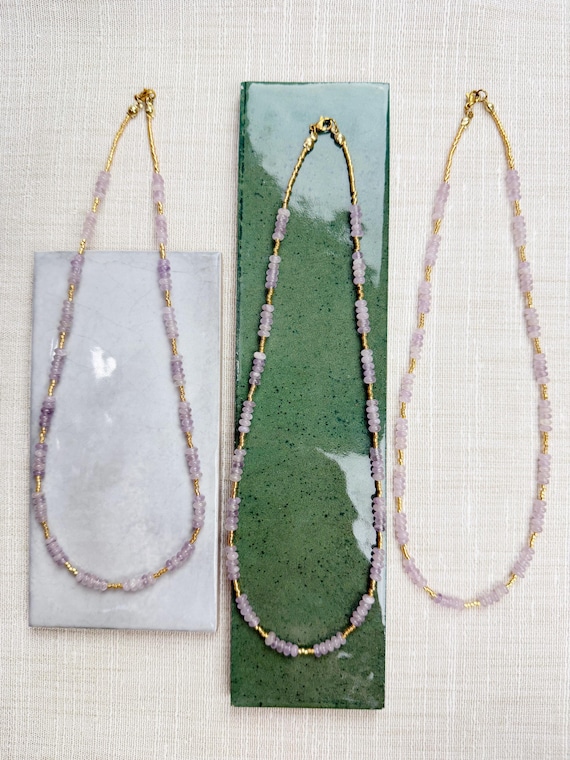 Wisteria// Amethyst Beaded Delicate Necklace (EPJ-NSD26)