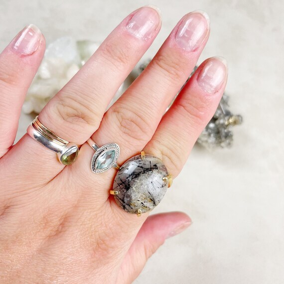 Gold Tourmalated Quartz Arc Statement Ring (EPJ-ROCA11-8)