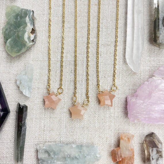 Sunstone Faceted Star Delicate Necklace (EPJ-NAAE50-SS)