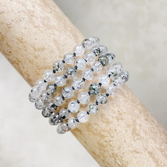 Nodum// Mica included Clear Quartz Beaded Handknotted Bracelet (EPJ-BSBB14-CM)