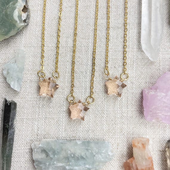 Morganite Faceted Star Delicate Necklace (EPJ-NAAE50-MG)