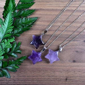 Amethyst 20mm Star Necklace, Silver Gemstone Necklace, Layering Statement Necklace EPJ-NW20AEA29 image 2