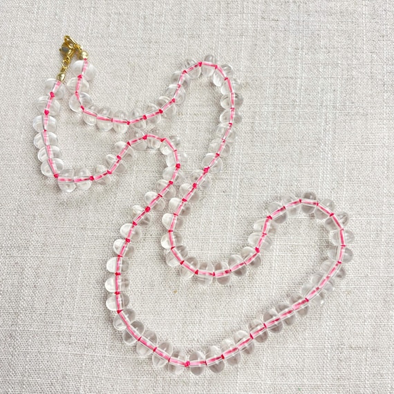 Clear Glass Hand-knotted Beaded Necklace (EPJ-NSC13-CR)