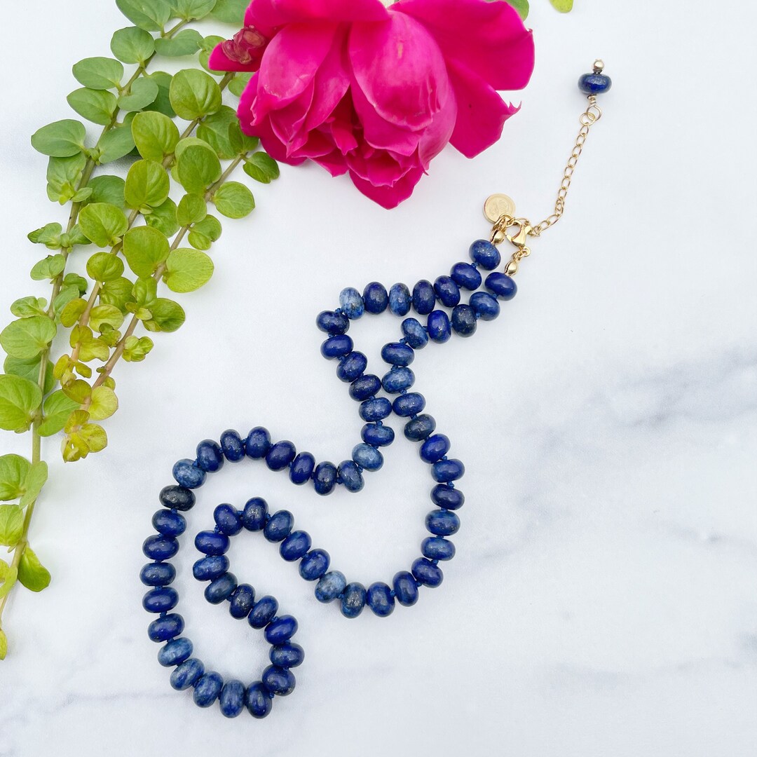 ラピスラズリ 8mm ハンドノットビーズネックレス (EPJ-NSBA14-LL