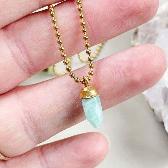 Gold Amazonite Mini Spike Necklace (EPJ-NAAE31)