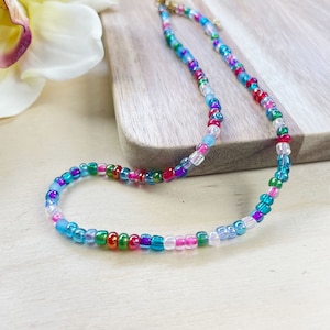 Mixie// Czech Glass Beaded Choker Necklace: Colorful Layering Necklace