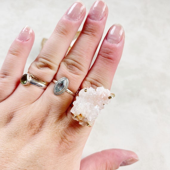 Gold Pink Amethyst Druzy Statement Wire Ring (EPJ-ROAA10-3)