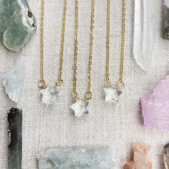 Clear Quartz Faceted Star Delicate Necklace (EPJ-NAAE50-CQ)