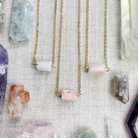 Pink Opal Bead Delicate Necklace (EPJ-NAAE61-PO)