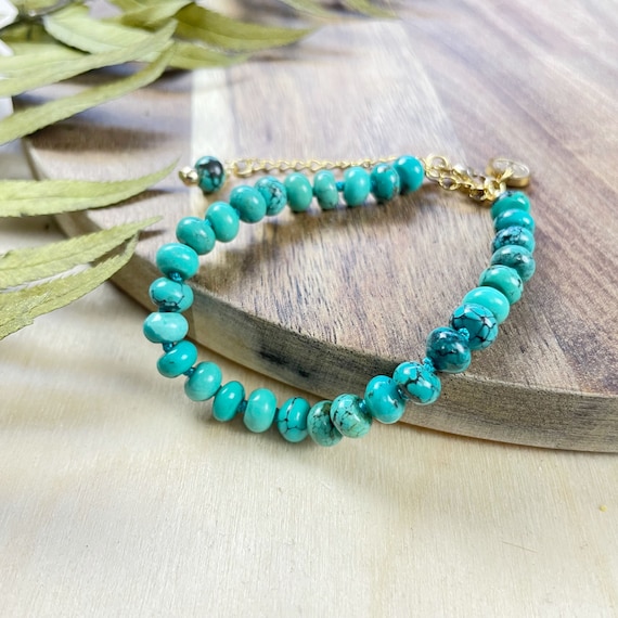 Turquoise 4mm Hand Knotted Beaded Bracelet (EPJ-BSBA13)