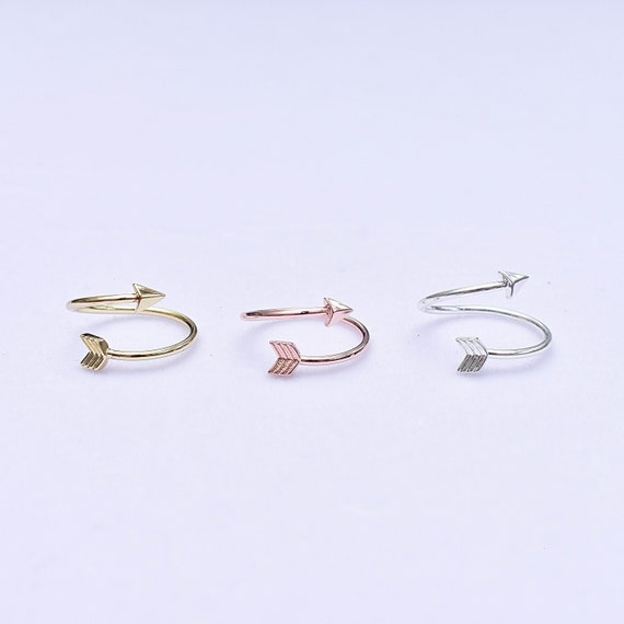 Arrow Ring, Midi Ring, Simple Delicate Adjustable Ring, Silver Gold Rose Gold Ring (EPJ-R19BBA10)