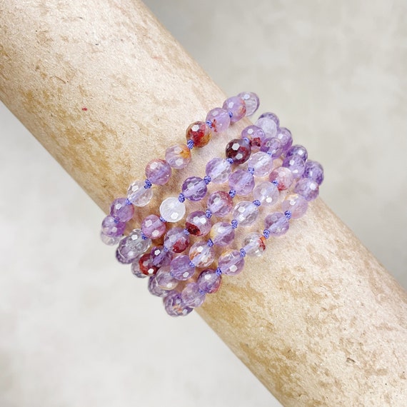 Nodum// Super Seven Faceted Beaded Handknotted Bracelet (EPJ-BSBB14-SS)