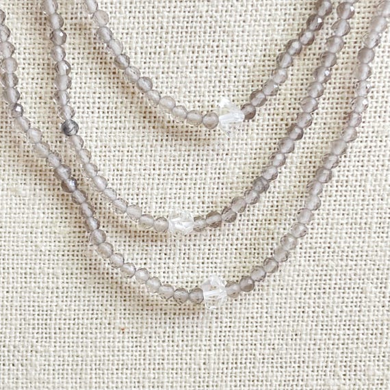 Herk// Smoky Quartz 3mm Beaded Necklace (EPJ-NSBA25-SQ)