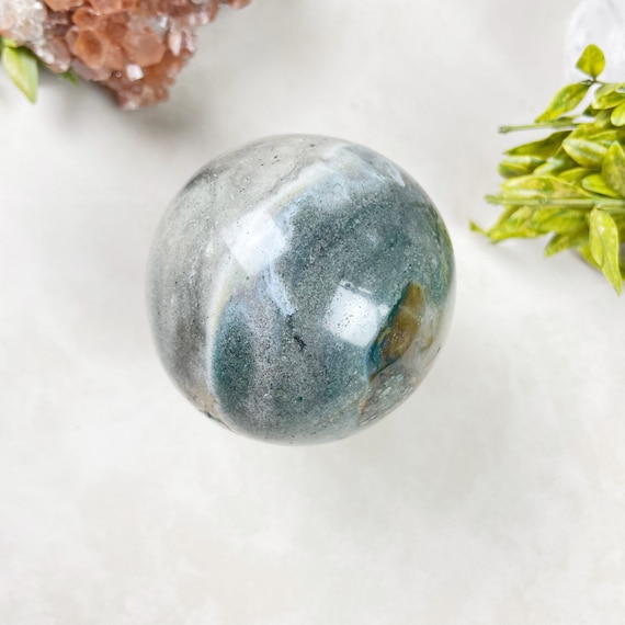 Blue Grey Ocean Jasper Sphere (EPJ-HSSA18-4)