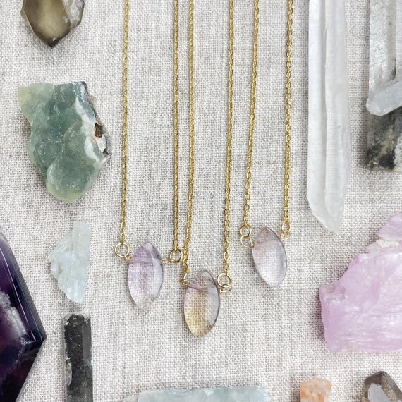 Ametrine Marquise Drop Delicate Necklace (EPJ-NAAE52)
