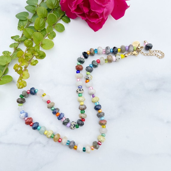 Multi Gemstone 8mm Beaded Necklace (EPJ-NSBA17)