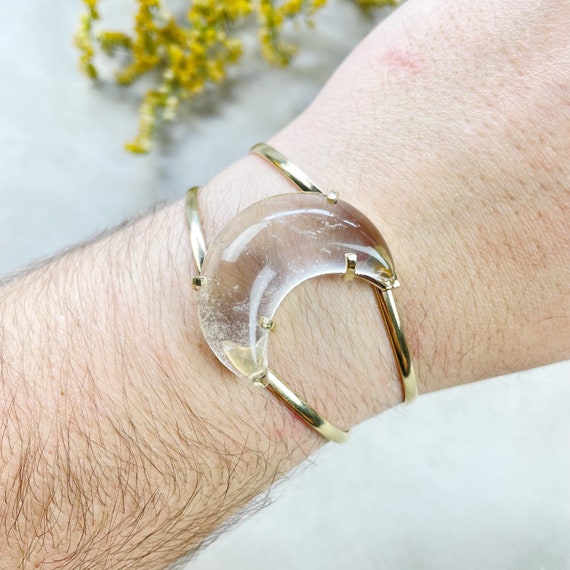 Gold Smoky Quartz Moon Arc Cuff Bracelet (EPJ-BCCA18-SQ-8)