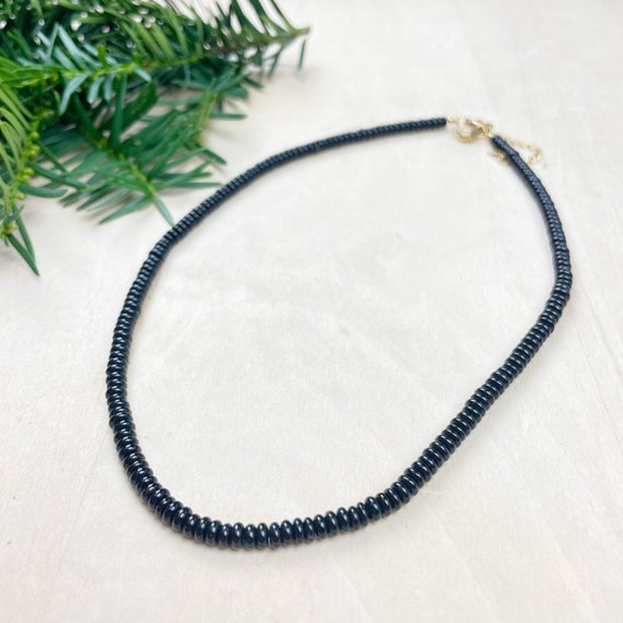 Zara//Black Onyx Beaded Gemstone Necklace (EPJ-NSBA19-BO)