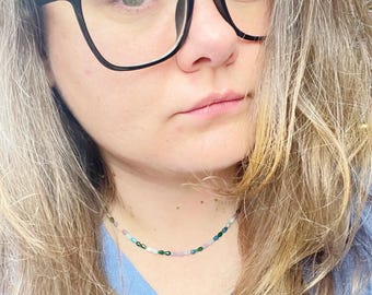 Handmade Faceted Glass Beaded Choker: Colorful Teardrop Necklace