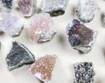 シュガーアメジスト　レインボーアメジスト　シュガードゥルージー　4つセット レインボーアメジスト ドゥルージー クラスター チャンク (EPJ-GEO16