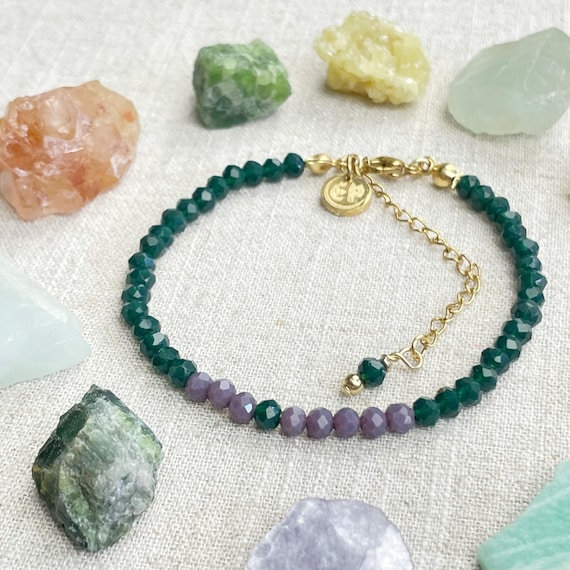 Mia// Plum Crystal Beaded Delicate Bracelet (EPJ-BSBA11-PM)