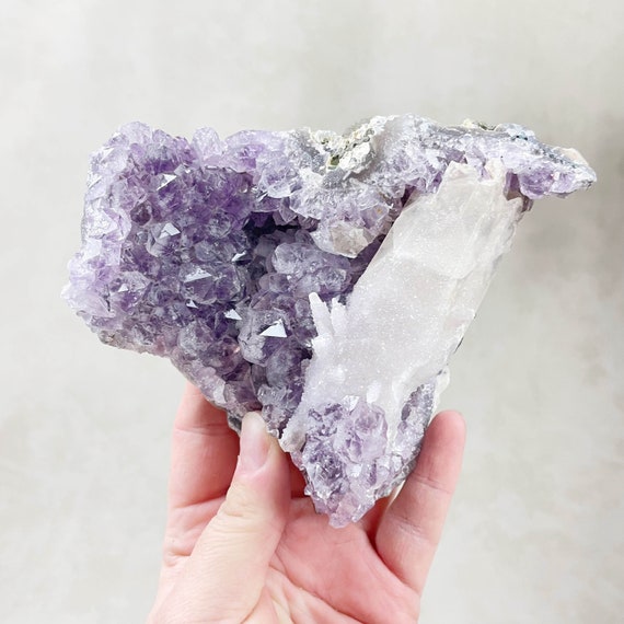 Amethyst Cluster with Calcite Inclusion (EPJ-HDSA22-8)