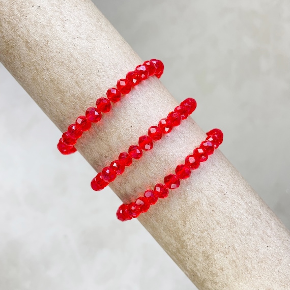 Gloria// Translucent Scarlet Crystal Beaded Bracelet (EPJ-BSBB12-TS)