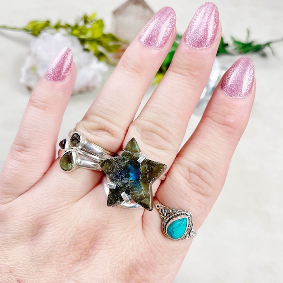 Silver Labradorite Star Statement Arc Ring (EPJ-RSB17-14)