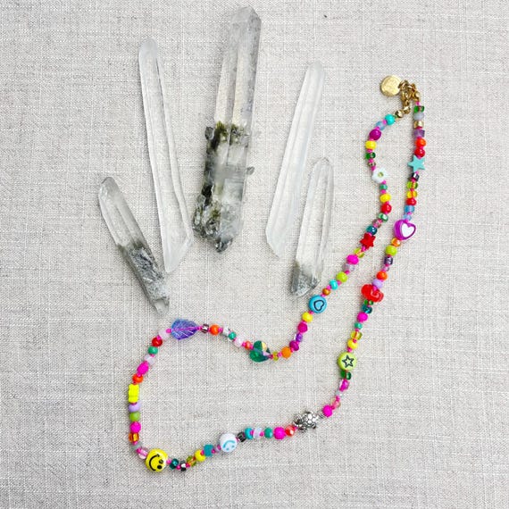 Dainty Confetti/// Colorful Crystal Gemstone Hand Knotted Beaded Necklace (DEJ-BBCA10-D-2)