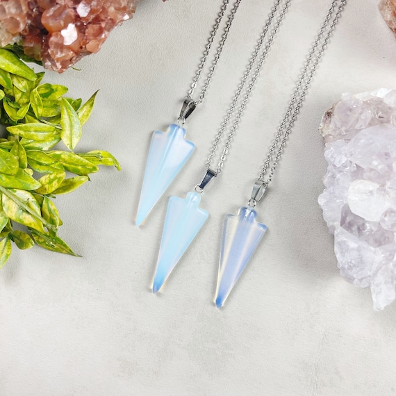 Silver Opalite Arrowhead Necklace (EPJ-NBAA11)