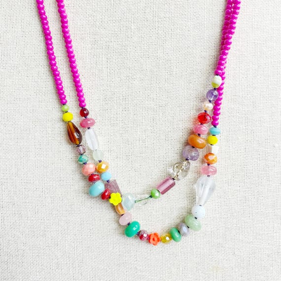 Made to Order: Tutti///Fuchsia Colorful Beaded Necklace (DEJ-BBCA22-FS)