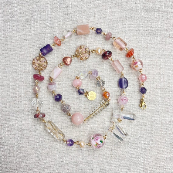 Gem Rosie/// Dream Crystal Rosary Beaded Necklace (DEJ-BBCC12-5)