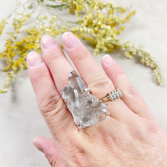 Silver Smoky Cluster Statement Arc Ring (EPJ-RA15-4)