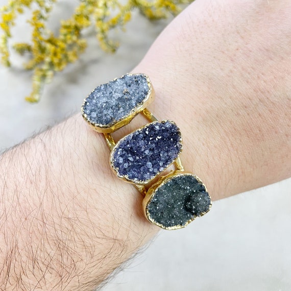 Gold Triple Druzy Cuff Bracelet (EPJ-BC20AAB10-3)