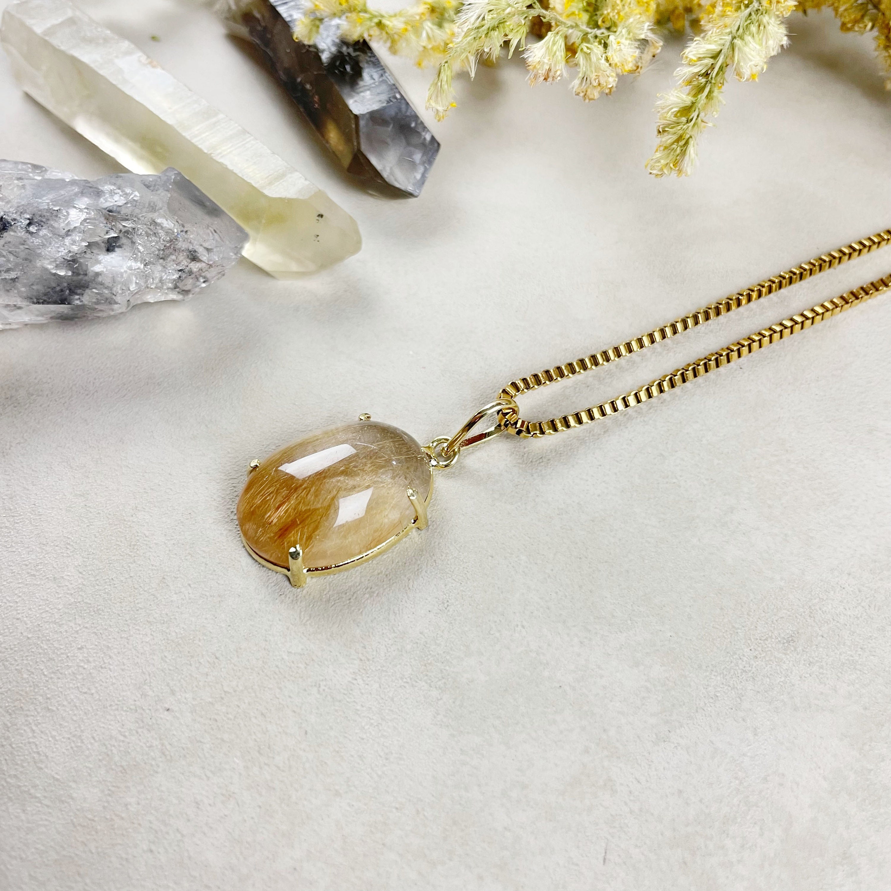 Gold Included Quartz Cabochon Prong Necklace EPJ-NA25-12 - Etsy Gold Included Quartz Cabochon Prong Necklace EPJ-NA25-12 - Etsy