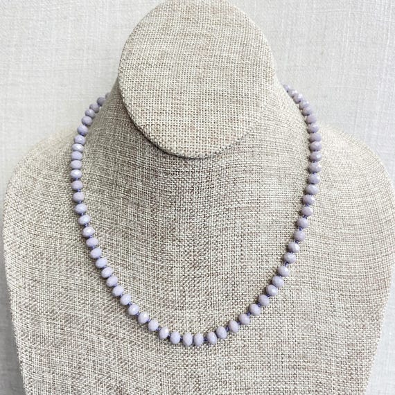 Barb// Opaque Lilac Crystal Beaded Hand-knotted Necklace (EPJ-NSBA10-OLC)