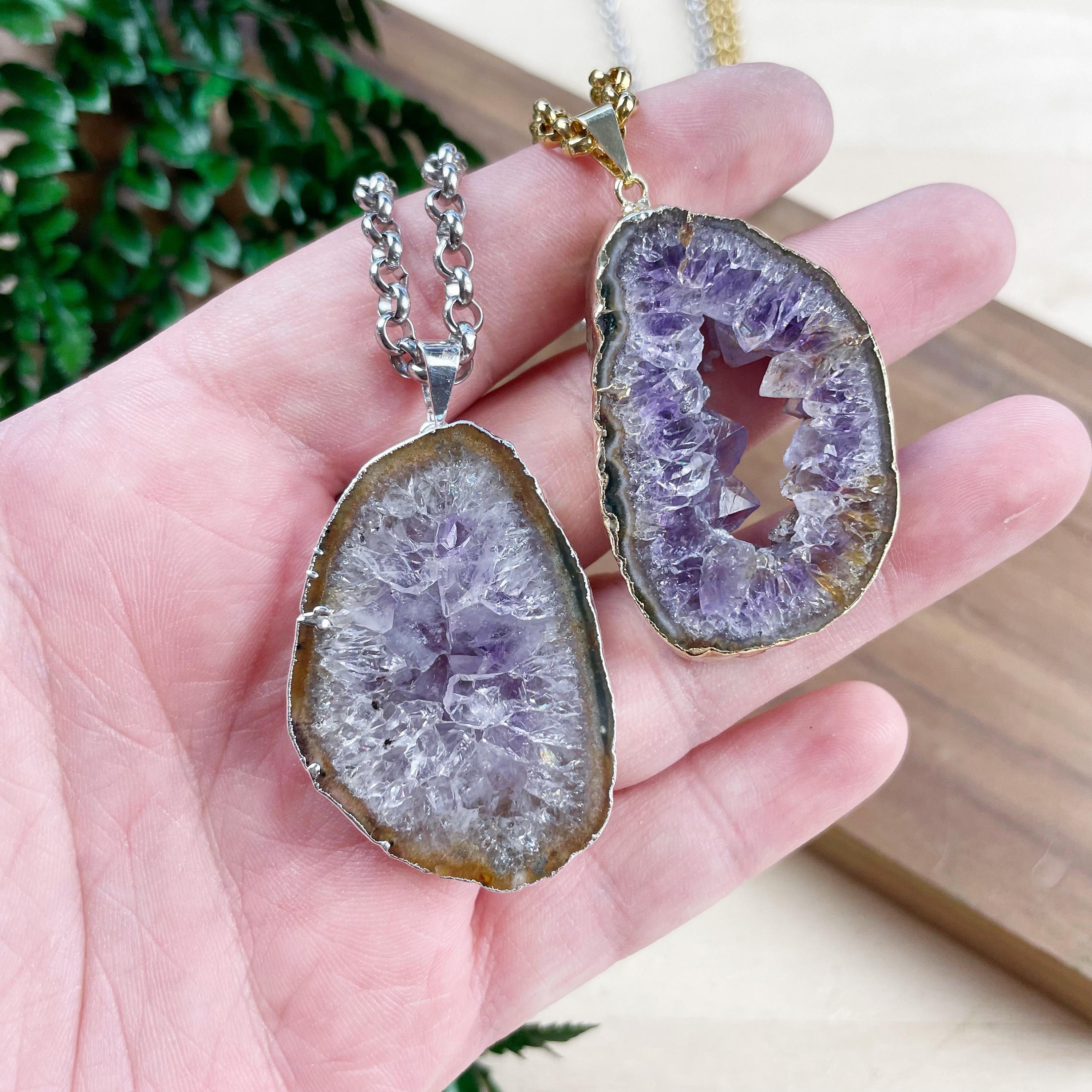 Amethyst Geode Slice Necklace EPJ NAWA52