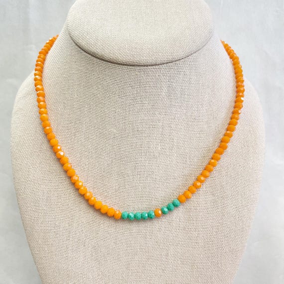 Mia// Carrot Beaded Delicate Necklace (EPJ-NSBA11-CT)