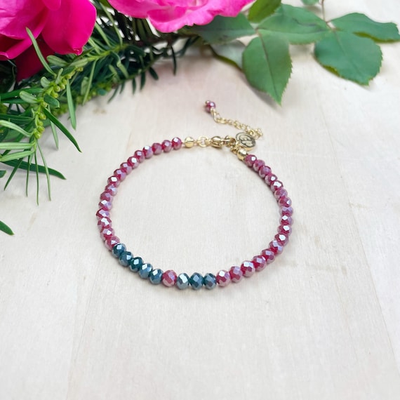 Autumn Mia// Wine Crystal Beaded Delicate Bracelet (EPJ-BSBA11-WN)