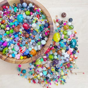 Bead Confetti Mix: Gemstone, Crystal, Glass, Resin, Wood Bead Soup