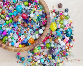 Bead Confetti Mix: Gemstone, Crystal, Glass, Resin, Wood Bead Soup