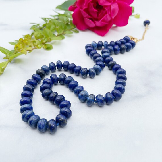 ラピスラズリ 8mm ハンドノットビーズネックレス (EPJ-NSBA14-LL